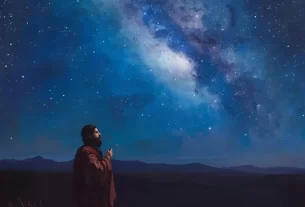 Abraão contemplando as estrelas, simbolizando a promessa de Deus.