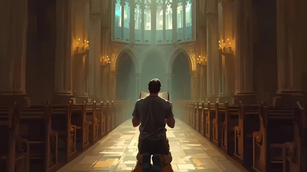 Pessoa em oração estudando a Bíblia.