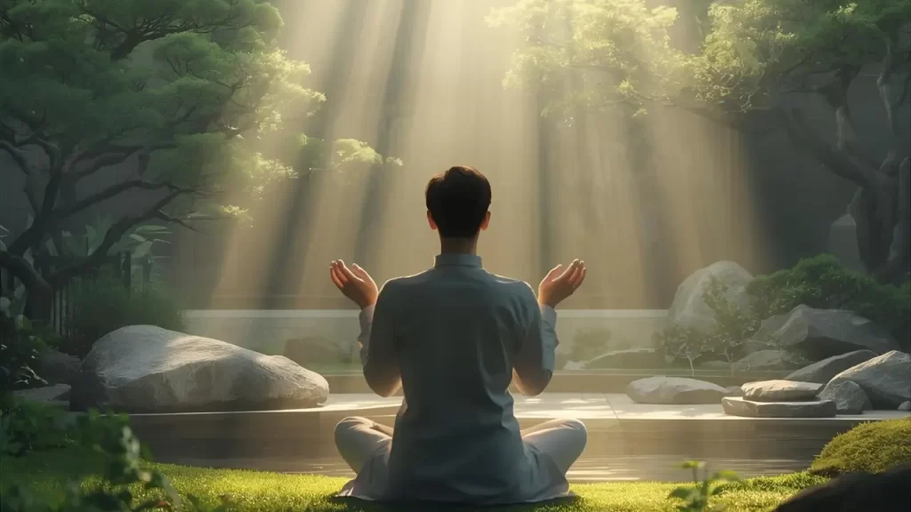 Pessoa em oração refletindo.