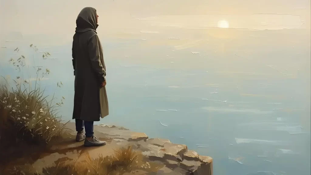 Uma pessoa olhando para o horizonte. Pessoa confiando em Deus diante do medo e da incerteza.