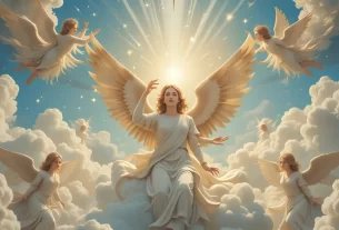 Representação artística de anjos bíblico clássico.