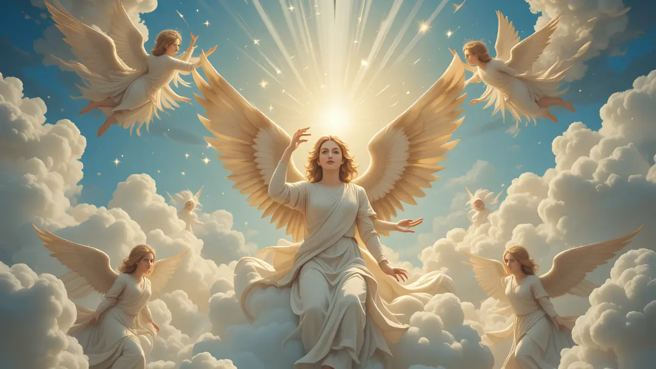 Representação artística de anjos bíblico clássico.