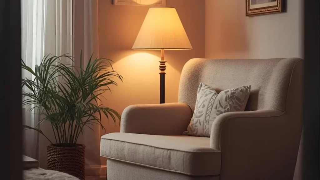 Uma imagem suave e acolhedora representando cuidado, descanso.