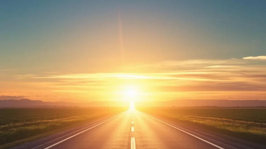 Estrada iluminada apontando para um futuro de esperança e fidelidade de Deus