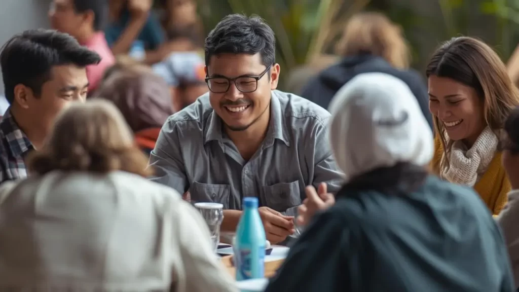 Grupo em comunhão cristã.