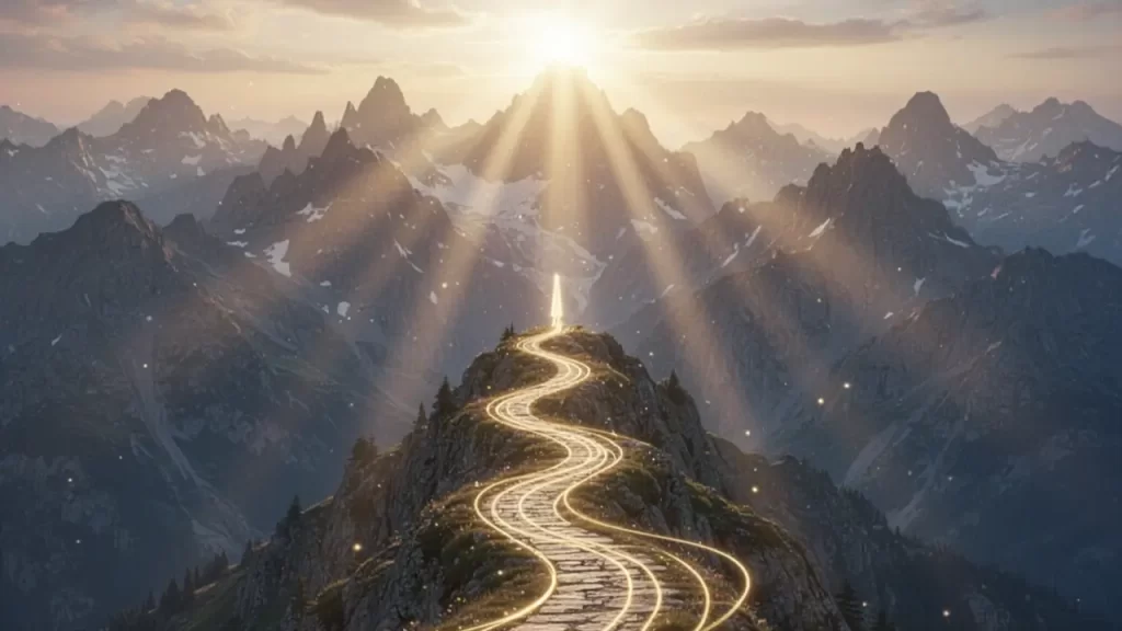 Caminho iluminado simbolizando direção de Deus. 