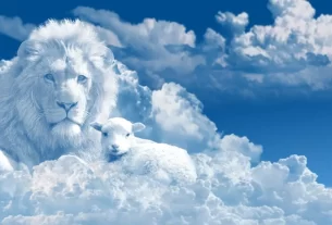 Imagem ilustrativa de Jesus sendo representado pelo leão e o cordeiro.