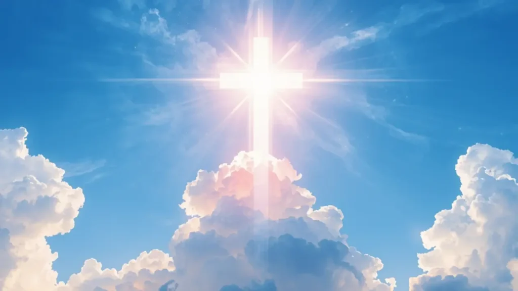Imagem do céu com uma cruz. Simbolizando que Deus faz milagres até hoje.